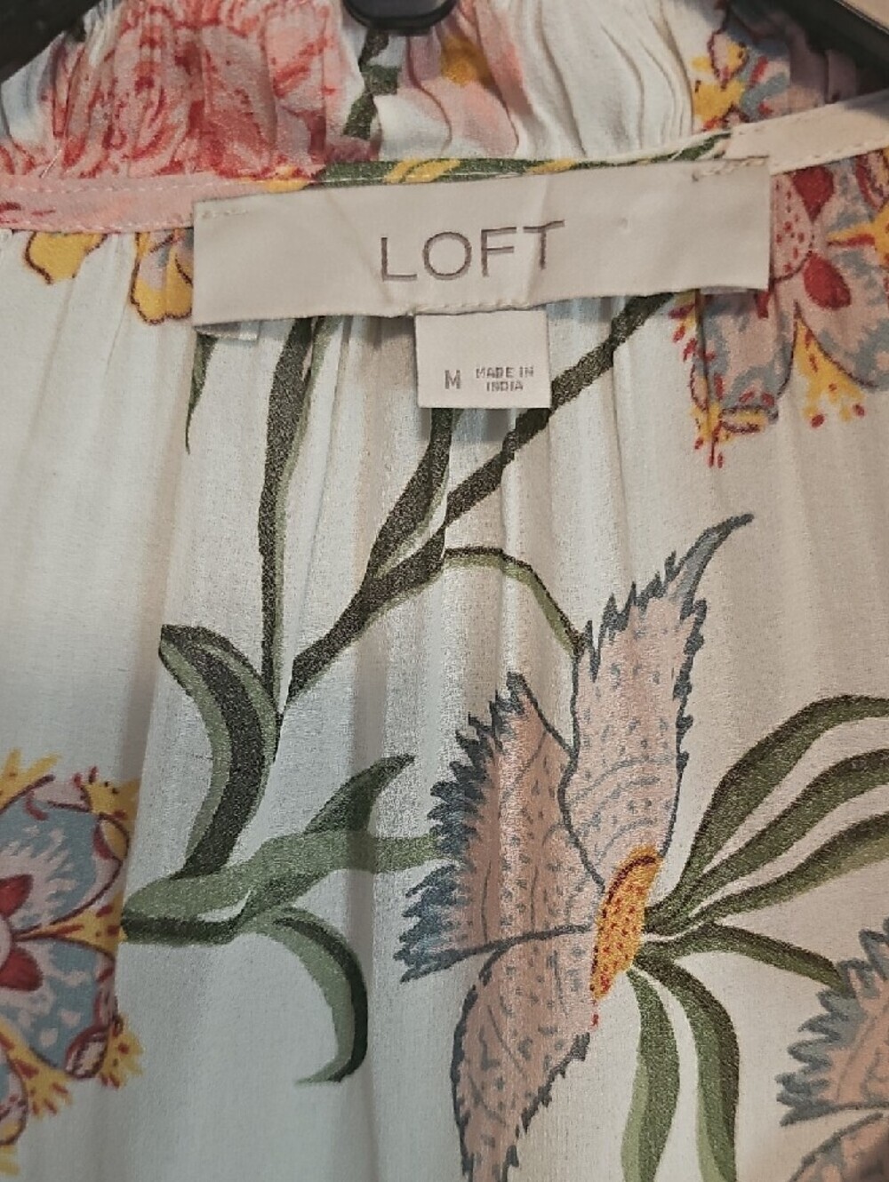 LOFT White Floral Ruffle Peplum Blouse with Multi-Color Print - Picture 2 of 5